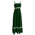 thumbnail image 4 of Summer Fashion, Ahuyic Women's 2024 Summer Spaghetti Straps Sleeveless Backless Sundress Flowy Smocked Lace Swing A Line Midi Dress Beach Dresses for Vacation Army Green XL, 4 of 9