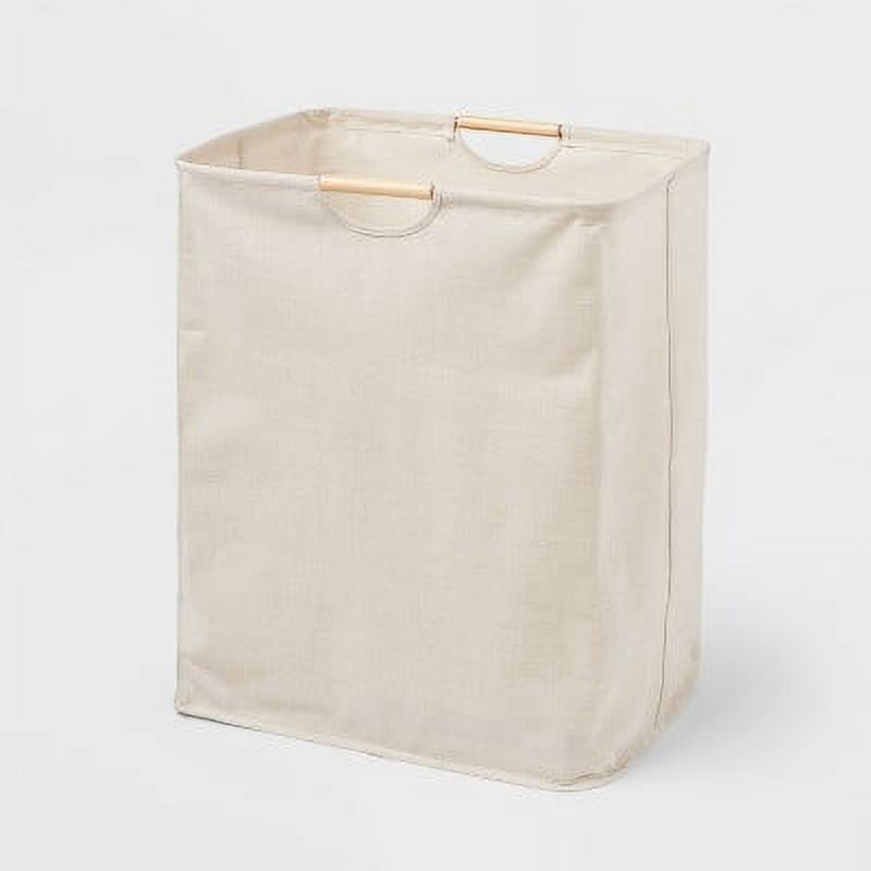 Canvas Rectangle Laundry Hamper - Beige, 80L Capacity, Open-Top, Multipurpose Clothes Sorter, No Assembly Required