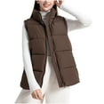 thumbnail image 2 of Zyloft Winter Jackets Women Plus Size Women's Fall and Winter Sleeveless Jacket Mid-length Stand Collar Loose Coat Sleeveless Jacket Brown XL Black*Friday/Cyber*Monday Clearance, 2 of 7