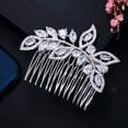 thumbnail image 6 of Silver Plated CZ Bridal Leaf Hair Comb Wedding Combs Silde Clip Tiara Hearpiece, 6 of 8