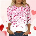 thumbnail image 2 of Vetsdori Womens 3/4 Sleeve T-Shirts Plus Size Valentine Blouses Summer Gifts for Girlfriend Casual,Crew Neck Cute Tops for Junior Graphic, 2 of 6