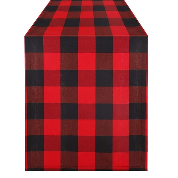 ZPAQI Tablecloth Christmas Checkered Table Runner Decoration Polyester Cotton Blend