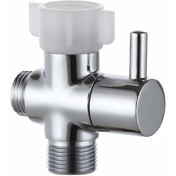 Brass T-Adapter for Bidet Sprayer with Shut-Off Valve, 3-Way Connector (7/8" x 7/8" or 15/16" and 1/2"), Leak-Proof T-Valve Adapter