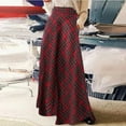 thumbnail image 2 of vigerkar Womens Trendy Plaid Skirts Elastic Waist A-Line Pleated Tartan Long Skirts (Red, XXL), 2 of 5