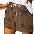 thumbnail image 2 of Vibrex Women's Elastic Waist Shorts Women Summer Printed Lace Up Elastic Pocket Casual Shorts Women's Athletic Shorts Are Perfect For Home,Travel,Workouts,Vacations,And Gatherings._Coffee_S, 2 of 5