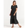 thumbnail image 6 of MLDRA Women’s Dress Short Sleeve Crewneck Maxi A line Tiered Flowy T Shirt Casual Long Dresses Beach Travel 2026 Summer Black XL, 6 of 10