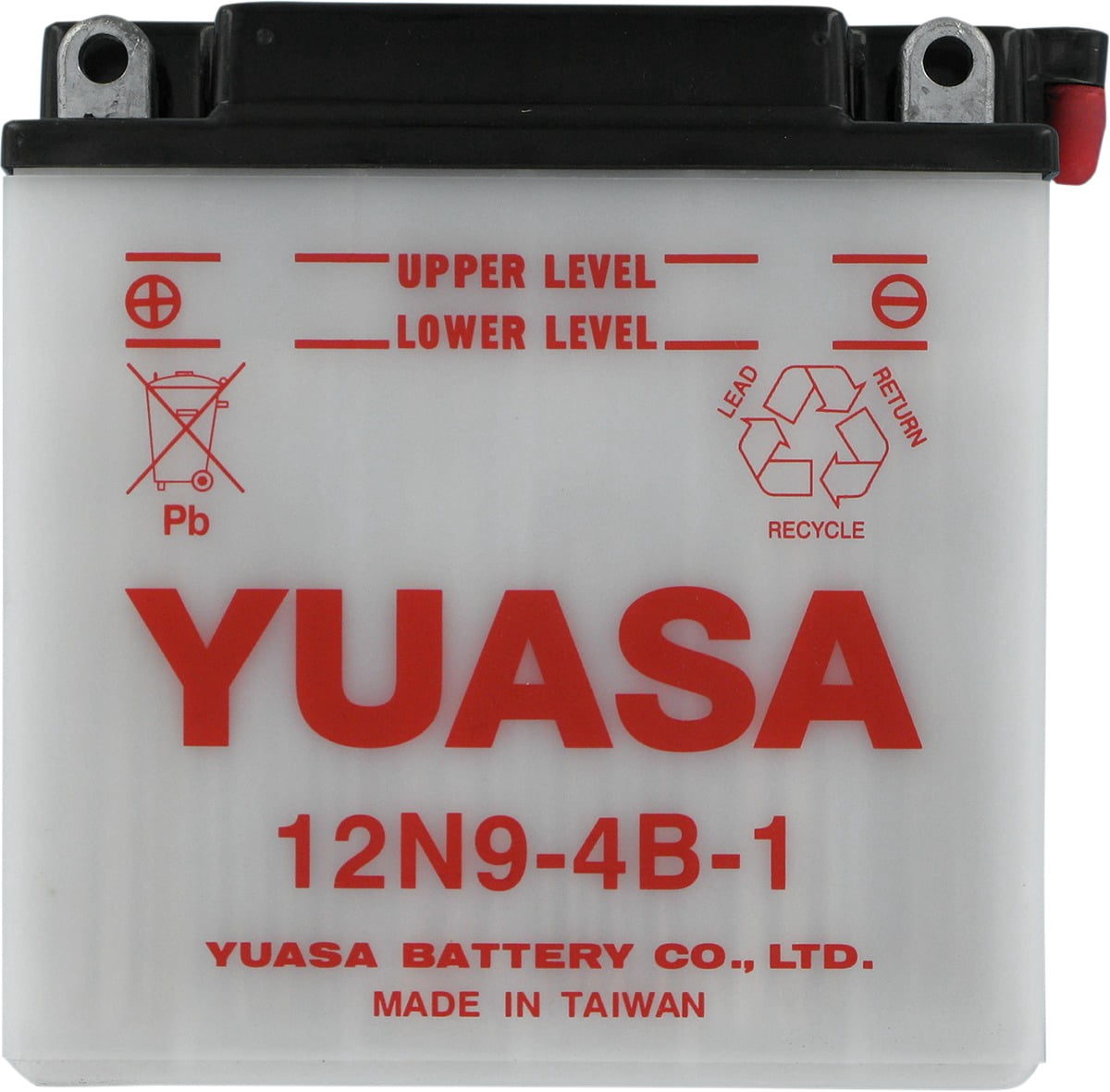 Yuasa Conventional 12V 9Ah Lead Acid Battery, 12N9-4B-1, 85 CCA, for Motorcycles & Powersports (YUAM2290B)