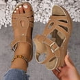 thumbnail image 3 of Rokment Women's Platform Wedges Gladiator Dressy Sandals Vintage Casual Leather Hollow out Chunky High Heels Ankle Strap Dress Sandals for Beach Summer 2026 Brown Size 9, 3 of 7