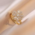 thumbnail image 6 of Elegant Crystal Rotating Clover Leaf Statement Ring for Women Stainless Steel Fashion Adjustable Love Hearted Flower Open Wrap Finger Rings Comfort Fit Lucky Anniversary Jewelry, 6 of 6