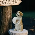 thumbnail image 1 of Estatua de perro solar para jardín, escultura de resina con bola de observación, adorno de perro con luz solar para porche, patio, balcón, 1 of 8