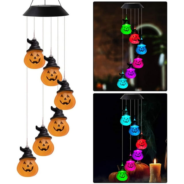 Solar Wind Chime Lights \ LED Courtyard Halloween Gifts \ Outdoor Decorative Pumpkin Lights