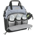 thumbnail image 2 of Baby Essentials Super Cooler Main Frame Dual Zipper Closure Diaper Bag Backpack Tote with Matching 6-Ply Changing Pad, Insulated Bottle Pockets, Stroller Straps and Pacifier Pouch in Grey & Black, 2 of 6