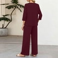 thumbnail image 4 of HAJWOH Two Piece Sets for Women 3/4 Length Sleeve Lounge Sets Vacation Travel Outfits Fashion Clothing, 4 of 5