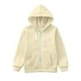 thumbnail image 5 of Wdgfv Boys Warm Sherpa Lined Hoodie Boys Hooded Sweatshirt Solid Color Zip Up Jacket Long Sleeve Casual Outerwear Top Beige 11-12 Years, 5 of 5