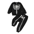 thumbnail image 3 of Kids Skeleton Long Sleeve Pullover Top and Pants Two Piece Set Unisex Halloween Outfit Kids Party Clothes Size 2-6 Years, 3 of 3