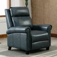 thumbnail image 5 of Bonzy Home Genuine Leather Recliner Push Back Recline Chair with Classic and Traditional Armrests Inlaid with Vintage Rivets, Navy, 5 of 9