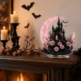 thumbnail image 5 of Pink Haunted Castle Moon 2D Acrylic Tabletop Decoration with Roses for Gothic Halloween Decor, 5 of 6