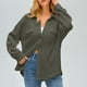 thumbnail image 2 of Camisa con bolsillos de color liso para mujer: top de punto holgado de manga larga, poliéster, versátil para primavera/otoño, tallas US 4-12, EU 34-42, 2 of 8