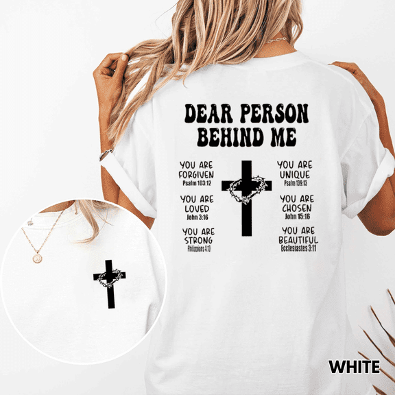 Christian Inspirational Shirt Message For You Cross Faith Graphic Tee Front and Back