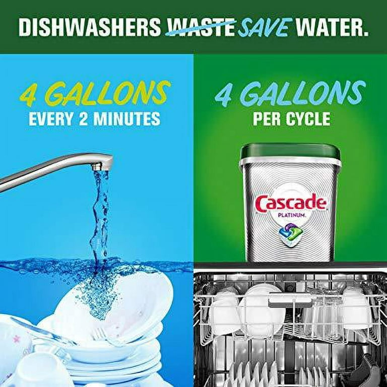 Cascade Platinum Dishwasher Pods, ActionPacs Dishwasher Detergent with  Dishwasher Cleaner Action, Lemon Platinum Plus, 70 Count