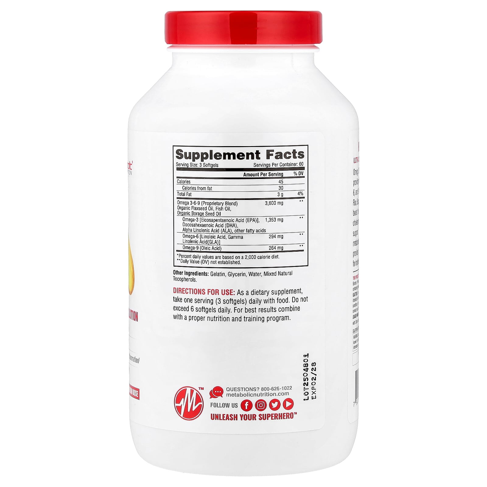 Metabolic Nutrition Omega 369™, 180 Softgels (1,200 mg per Softgel)