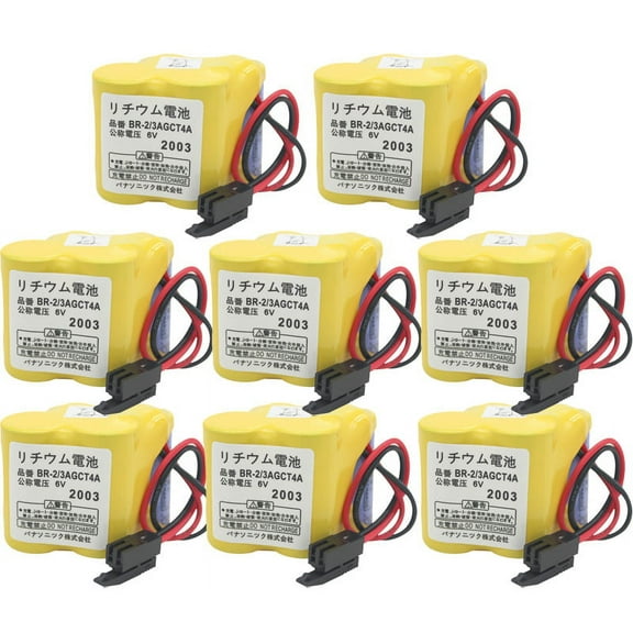 8 Pcs BR-2/3AGCT4A 6V 4400mAh Replacement Battery for Panasonic FANUC A98L-0031-002 with Black Plug