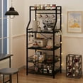 thumbnail image 4 of Whizmax Kitchen Bakers Rack, Microwave Oven Stand with 2 Large Wire Basket and Coffee Bar Station, 5-Tier Kitchen Utility Storage Shelf with 8 Hooks-Black+Black, 4 of 9