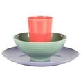 thumbnail image 4 of Gibson Home Zelly 12 Piece Embossed Coupe Melamine Dinnerware Set - Orange, Green, Teal, Purple, 4 of 6