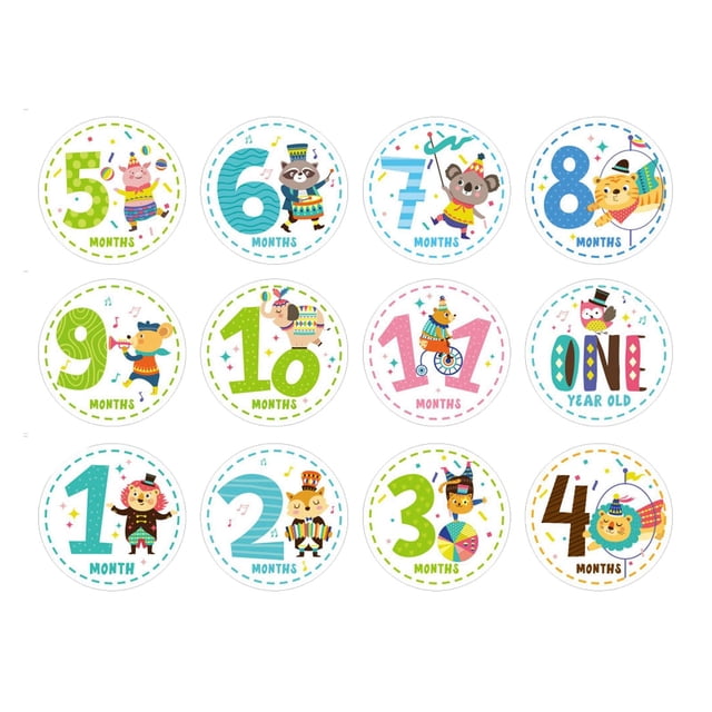 12 Uds. mensuales para bebés, para del recién nacido, etiquetas adhesivas para álbumes de recortes, de perfecl Tarjetas de registro mensuales