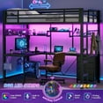 thumbnail image 4 of Loft Bed Twin Size with 23.6'' Wide Extra Large L Shape Desk,Power Outlet and LED Lighted,4 Drawers,3 Adjustable Storage Shelves,12 Hooks,No Box Spring Needed,Space-Saving,Noise Free,Black, 4 of 4