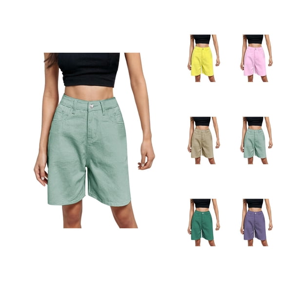 Bermuda Shorts for Women Summer High Waisted Wide Straight Leg Business Casual Work Shorts with Pockets