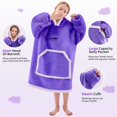 thumbnail image 3 of Manta portátil con capucha IFNOW para niños, color morado con bolsillos, 3 of 8