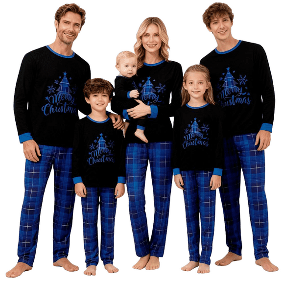 Family Christmas Pajamas Matching Sets Christmas Tree Print Plaid Christmas Family Matching Outfits