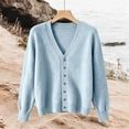 thumbnail image 5 of Wyongtao Womens Button Up Sweaters Soft Knitted V Neck Long Sleeve Solid Color Cardigan Casual Dressy Fall Winter Tops (XL, Sky Blue), 5 of 5