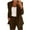 Brown, variant on Women's Casual Long Sleeve Solid Lapel Cardigan Blazer Jacket Pants Set Blue XXXXL