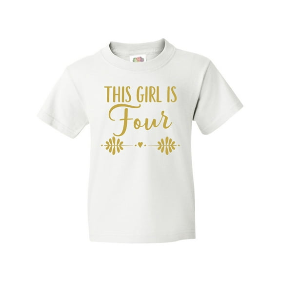 Inktastic 4th Birthday Gold 4 Year Old Party Girls Youth T-Shirt