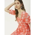 thumbnail image 4 of Moomaya Printed Square Neck Smocked Midi Dress, Poly Georgette Dresses For Women, 4 of 8