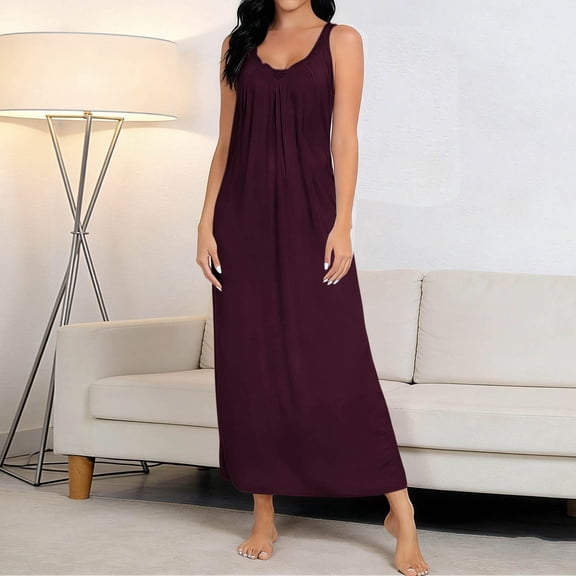 Warop Women's Nightgown V-Neck, Modal Fabric, Loose Casual for Home and Leisure