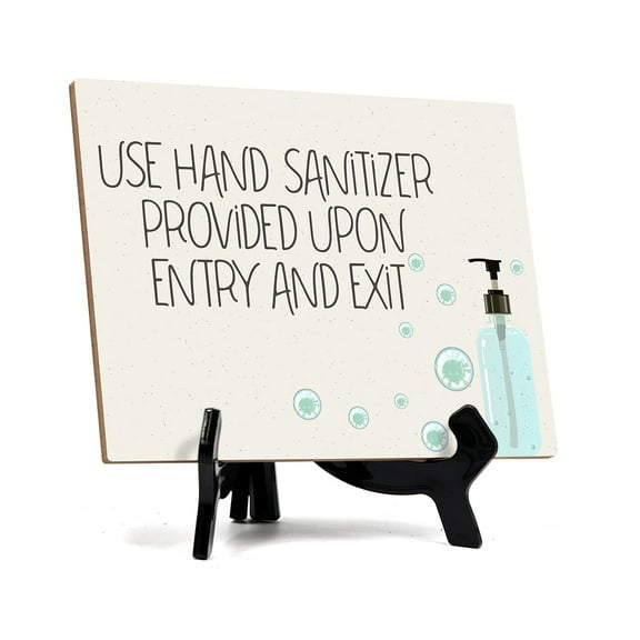 Signs ByLITA Use Hand Sanitizer Provided Upon Entry & Exit, Hygiene Sign, 6" x 8" (White)