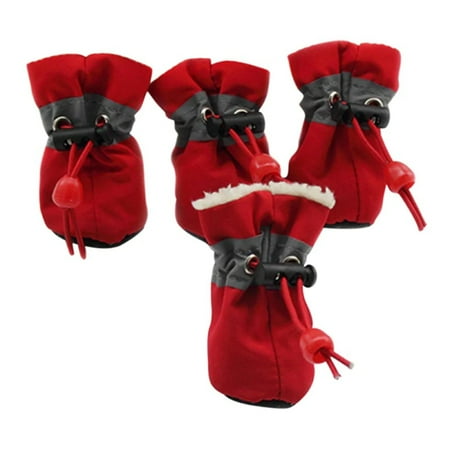 

4pcs/set Waterproof Winter Pet Dog Shoes Anti-slip Rain Snow Boots Footwear Thick Warm For Small Cats Puppy Dogs Socks Booties