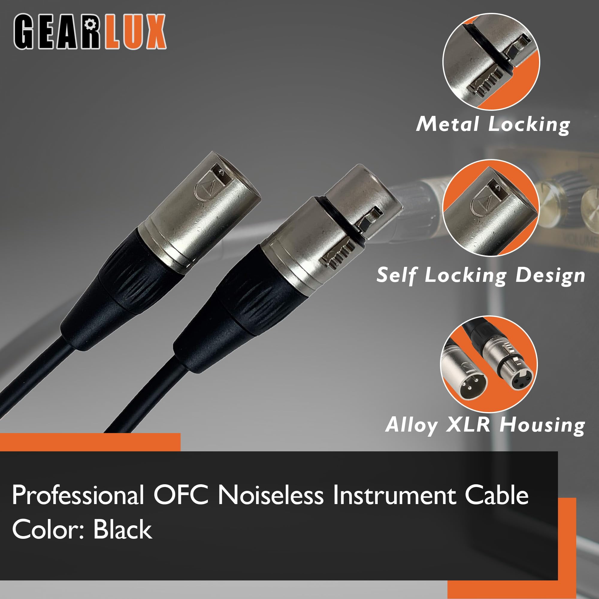 Gearlux XLR Microphone Cable, Fully Balanced, Male to Female, 50 Feet - 2 Pack
