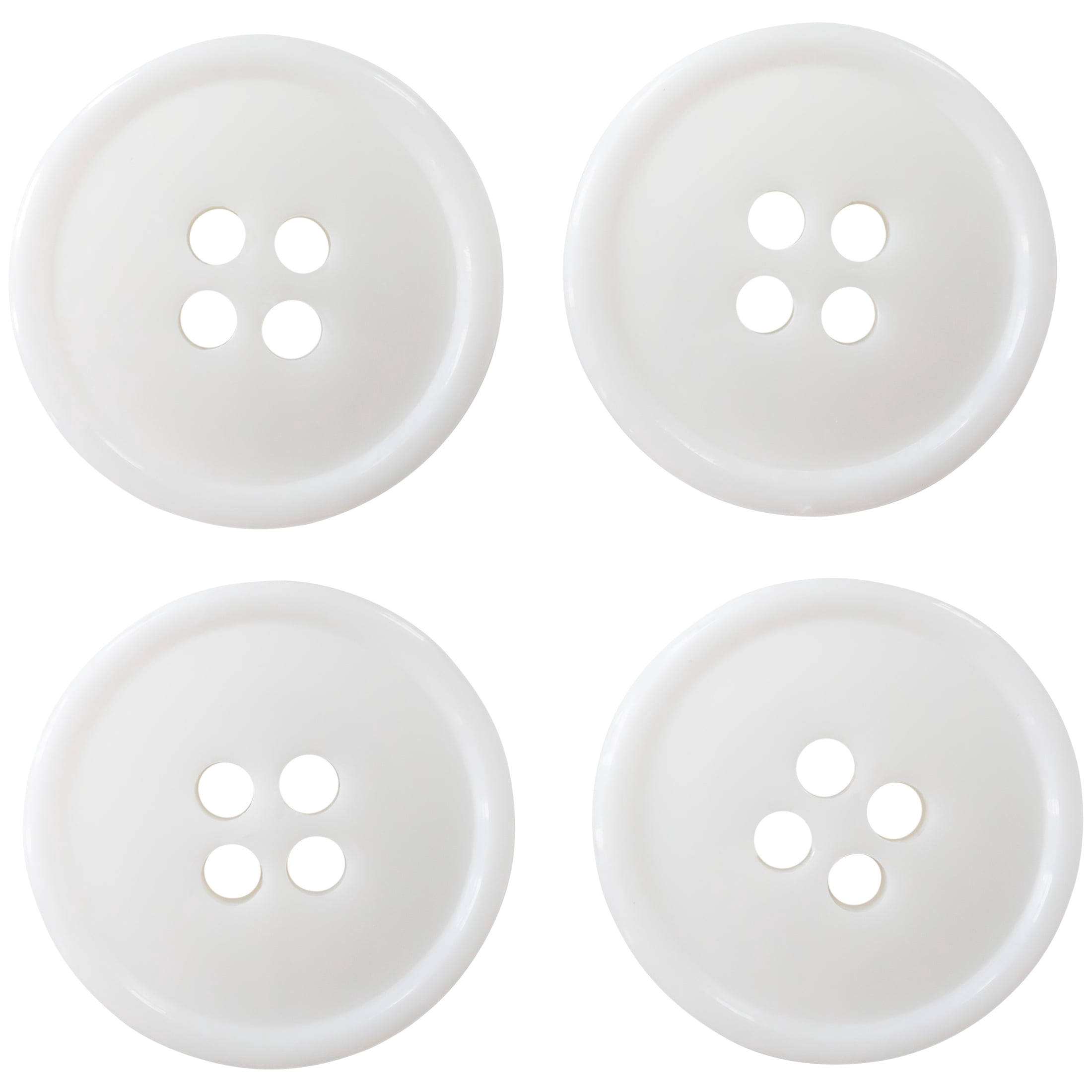 (3 pack) Le Bouton White 3/4" Round 4-Hole Buttons, 6 Pieces