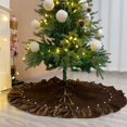thumbnail image 2 of Velvet Christmas Tree Skirt with Ruffled Edge & Small Pearls, Rustic Vintage Large Xmas Tree Skirt Mat for Christmas Holiday Home Party Decorations (Brown,60 In), 2 of 7