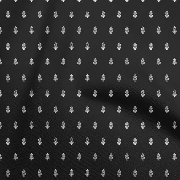 oneOone Silk Tabby Black Fabric Asian Floral Block Craft Projects Decor Fabric Printed By The Yard 42 Inch Wide