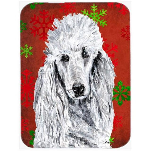 Carolines Treasures SC9751LCB Blanc Standard Caniche Grande Taille Flocons de Neige Rouges Vacances Planche à Découper en Verre