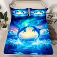 thumbnail image 2 of jejeloiu Ocean Animal Whale Full Size Sheets,Natural Scenery Aurora Bed Sheets For Men Women 4-Piece, 2 of 7