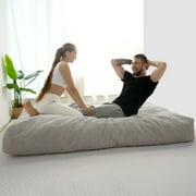 Giant Bean Bag Chairs Bean Bag Bed with Washable Cover Ultra Soft, Convertible Bean Bag from Chair to Mattress, Huge Cordoroys Bean Bags for Adult,Couples,Family,grey,full