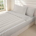 thumbnail image 3 of Manfei Rustic Grid Zipper Twin Comforter Sets with Fitted Sheet and 2 Pillowcases,Modern Check Zipper Bedding Set,Cream White,Light Gray Reversible,4pcs, 3 of 8