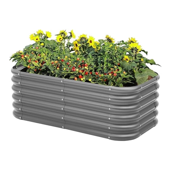 Galvanized Raised Garden Bed, Outdoor Planter Bed, Metal Planter Box for Gardening and Planting,4x2x1.5ft, Dark Grey