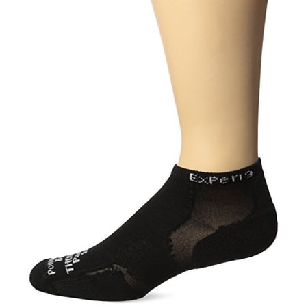 Thorlo Men's Experia CoolMax Mini Crew Sock, Black/Black, Large